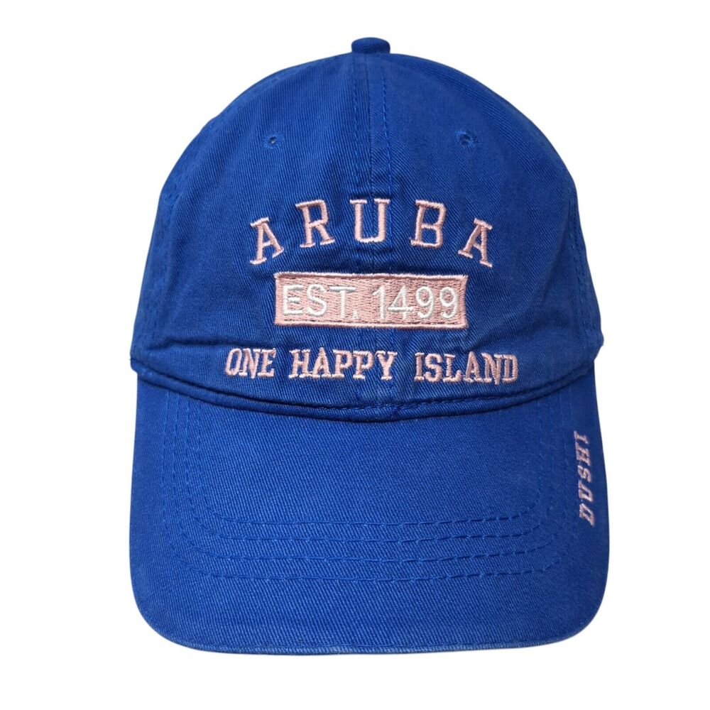 Aruba One Happy Island Est. 1499 Dushi Slideback Hat Blue OS Adjustable Cotton